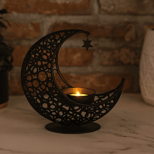 Moon Kerzenhalter Schwarz – Orientalisches Tischdekor für Ramadan, Herbst & Winter